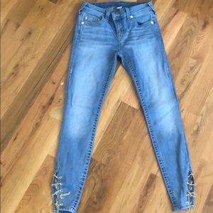 True Religion denim with accent chains ankles